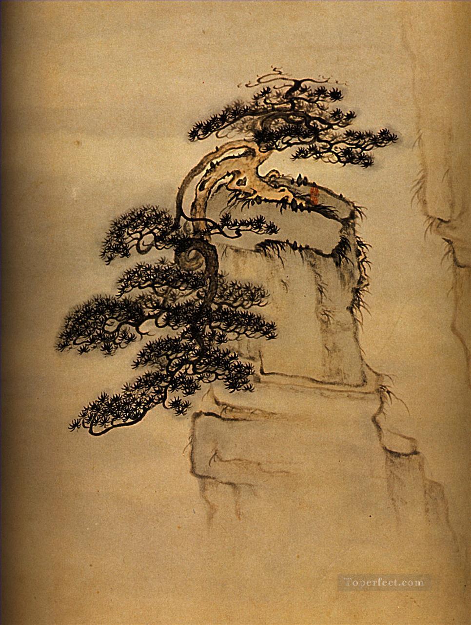 Shitao view of mount huang 1707 old China ink Oil Paintings
